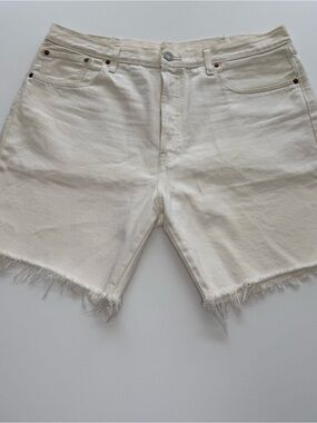 Levi's White Frayed Hem Denim Shorts